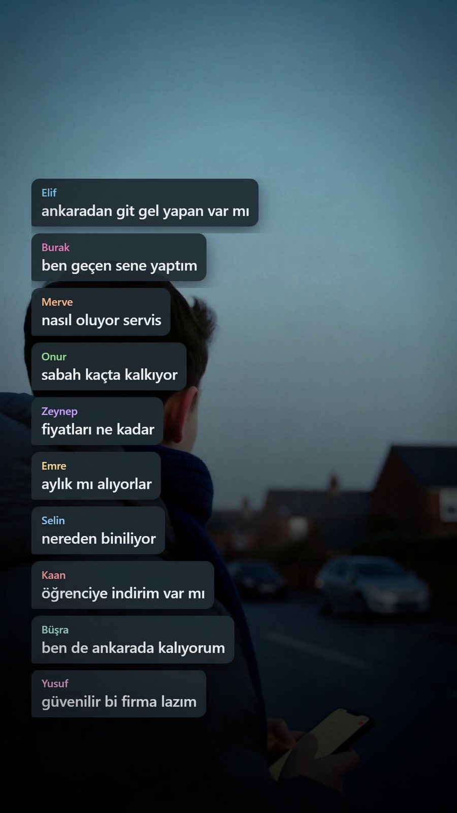 Ad film “You asked”: shuttle questions from a student group chat