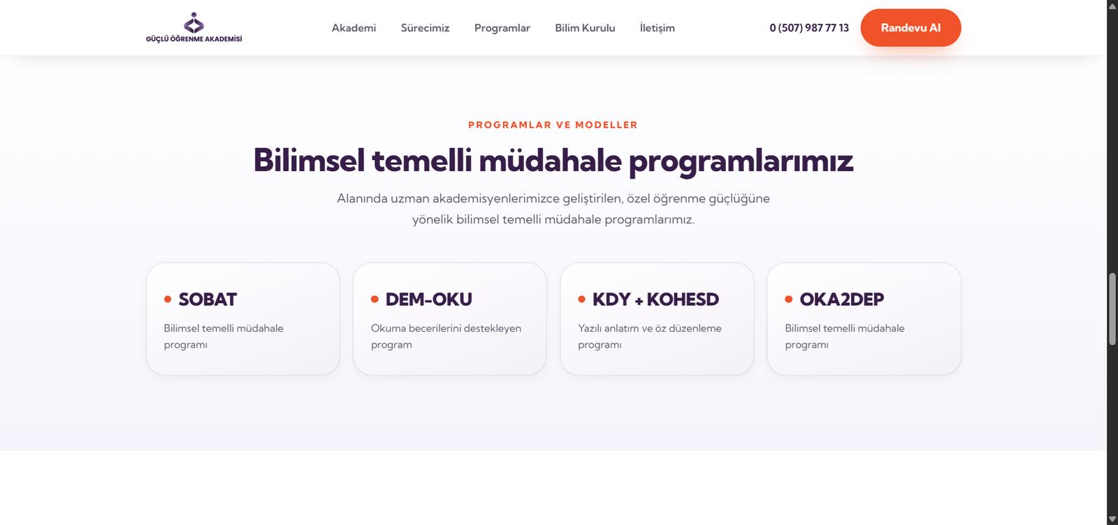 Güçlü Öğrenme Akademisi — Kurumsal Site — Eğitim · özel eğitim
